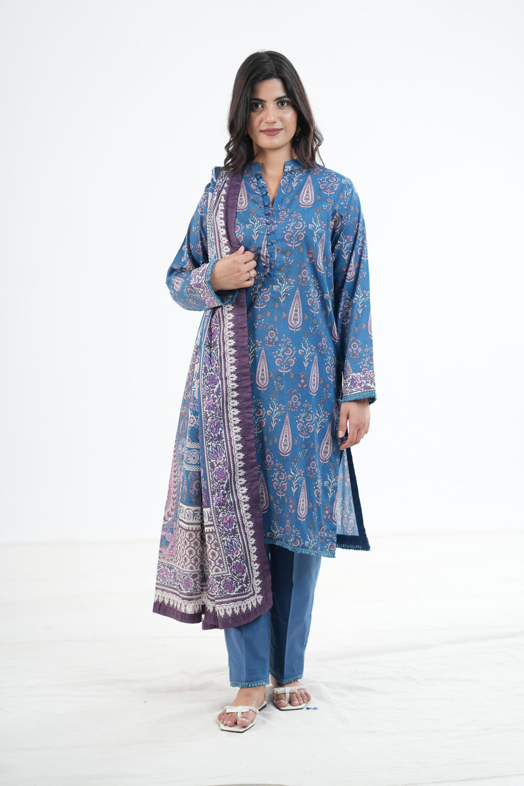 Khaddar Blue Stitched Suit - Khaadi