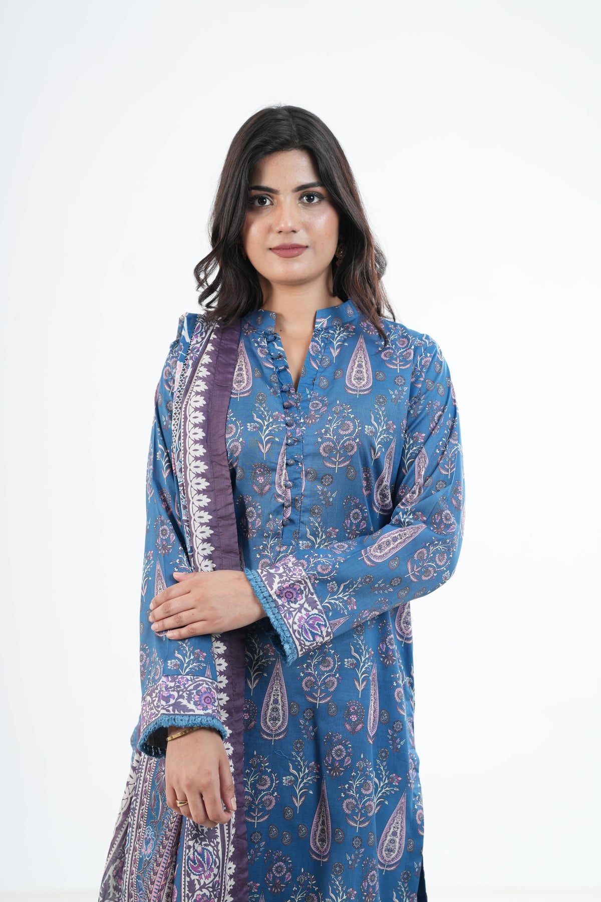 Khaddar Blue Stitched Suit - Khaadi