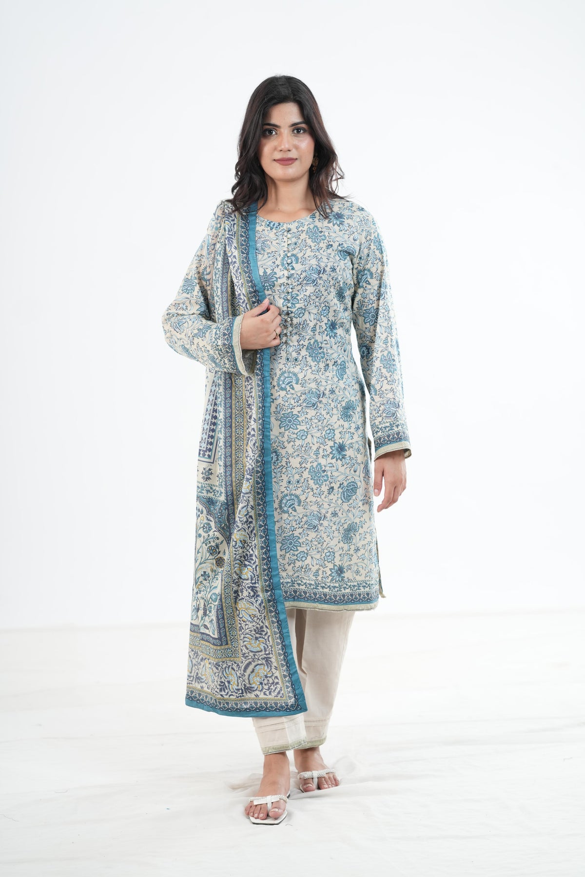 Khaddar Beige Stitched Suit - Khaadi
