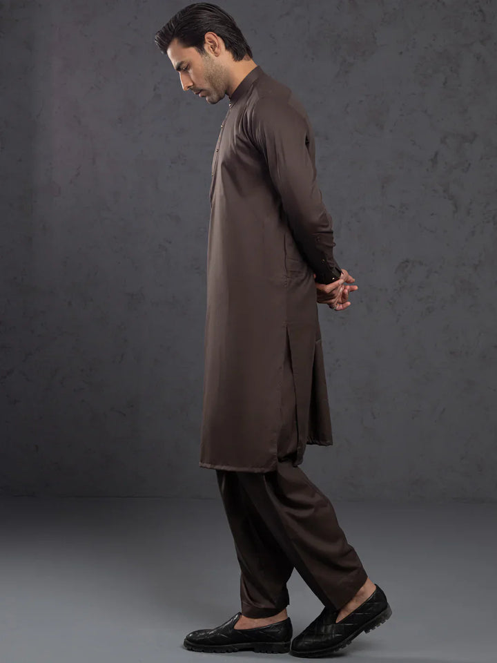 Blended Brown Shalwar Kameez- Almirah