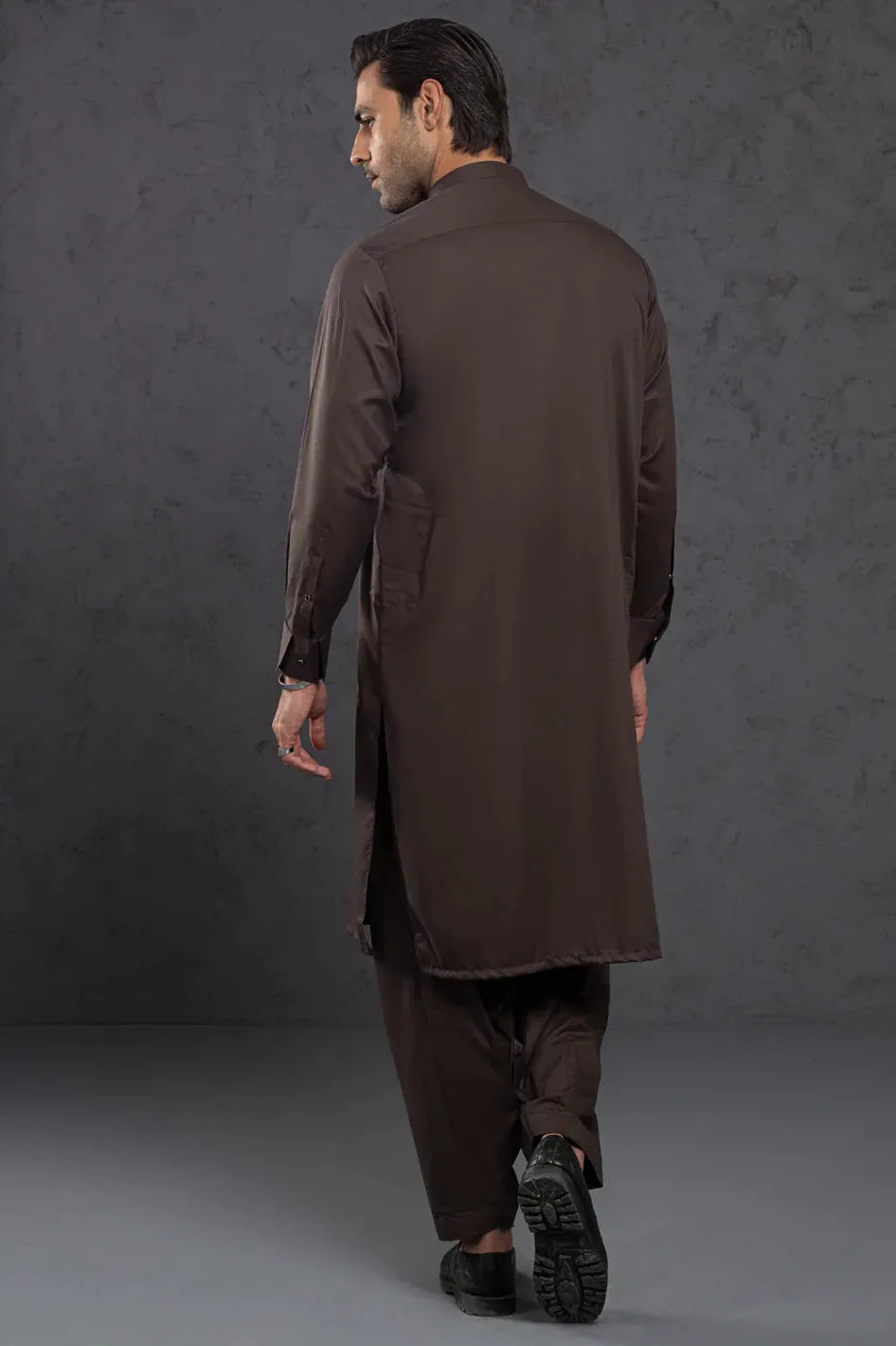 Blended Brown Kurta Trouser - Almirah