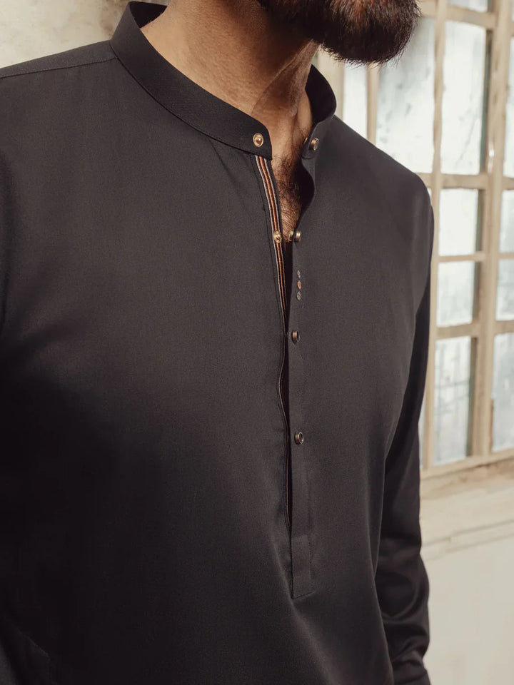 Blended Black Shalwar Kameez- Almirah