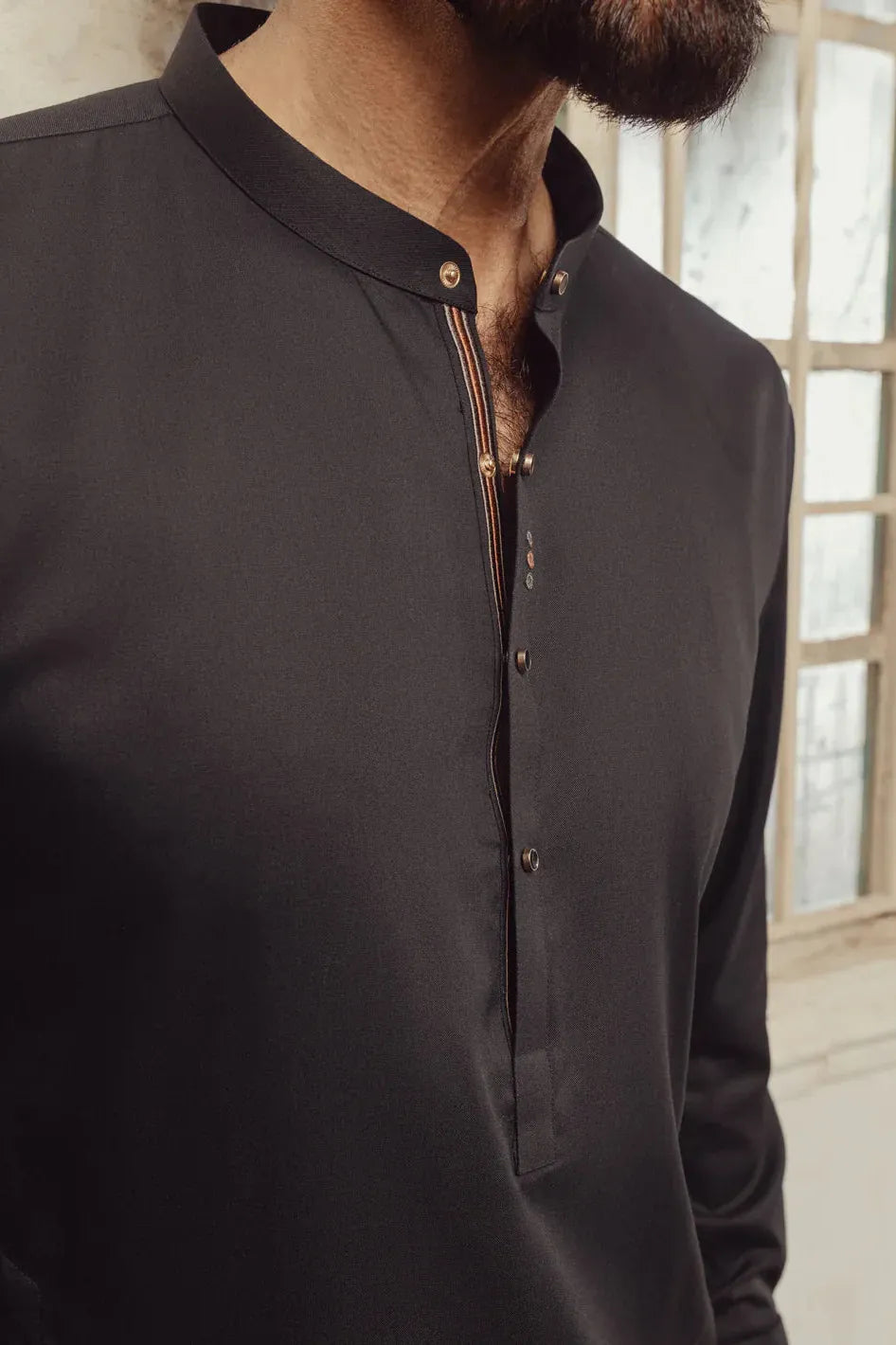 Blended Black Kurta Trouser - Almirah
