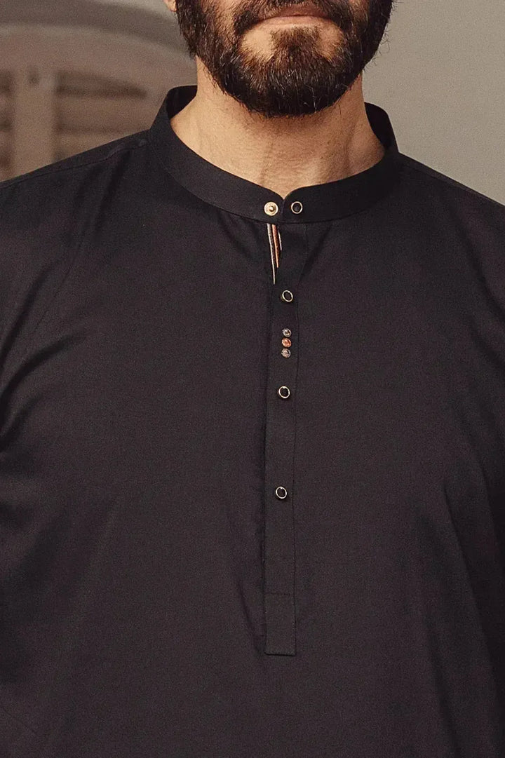 Blended Black Kurta Trouser - Almirah