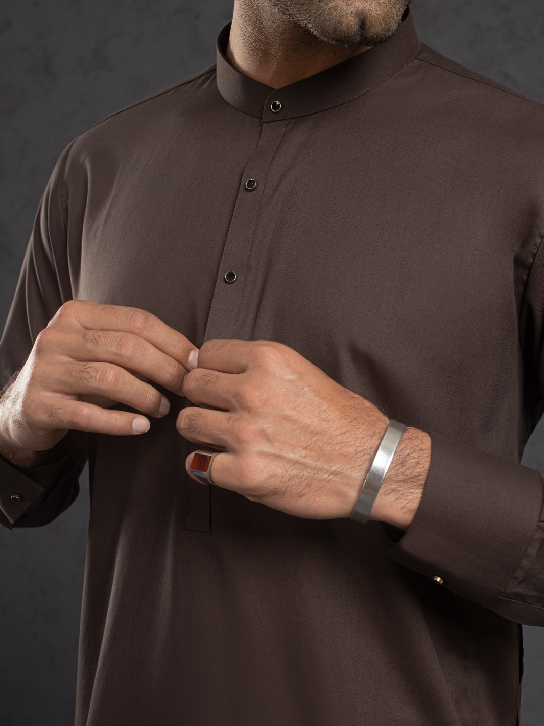 Blended Brown Shalwar Kameez - J. Junaid Jamshed