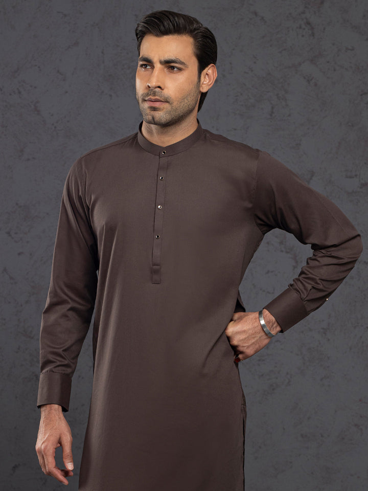 Blended Brown Kurta Trouser - Almirah