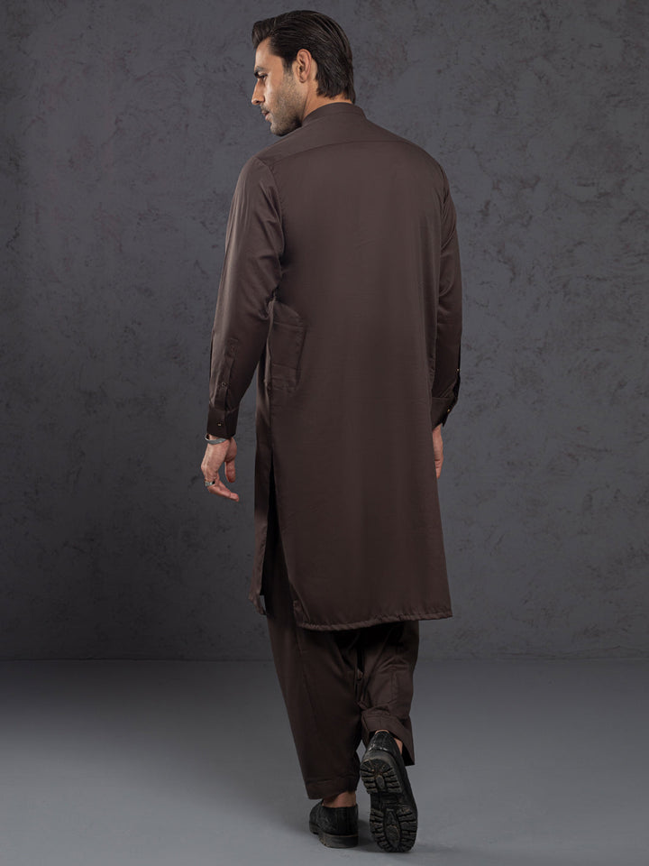 Blended Brown Shalwar Kameez - J. Junaid Jamshed