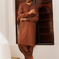 Blended Brown Shalwar Kameez - J. Junaid Jamshed