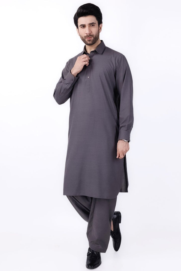 Blended Charcoal Grey Kurta Shalwar - Wasim Akram by Almirah