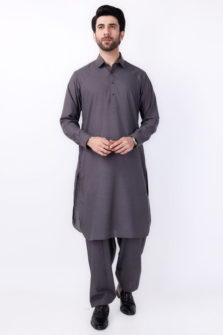 Blended Charcoal Grey Kurta Shalwar - Wasim Akram by Almirah
