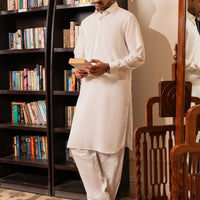 Cotton White Shalwar Kameez - Almirah