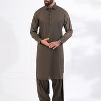 Polyester Olive Green Shalwar Kameez - Almirah