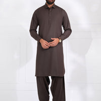 Polyester Dark Brown Shalwar Kameez - Almirah