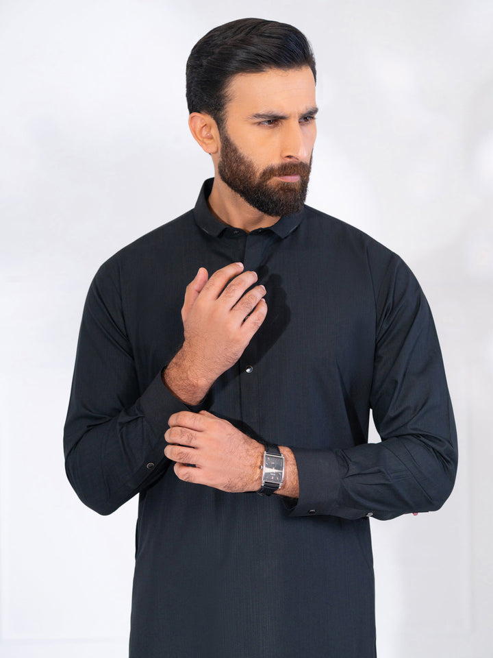 Polyester Black Shalwar Kameez - Almirah