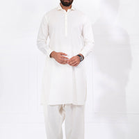 Blended White Shalwar Kameez - Almirah
