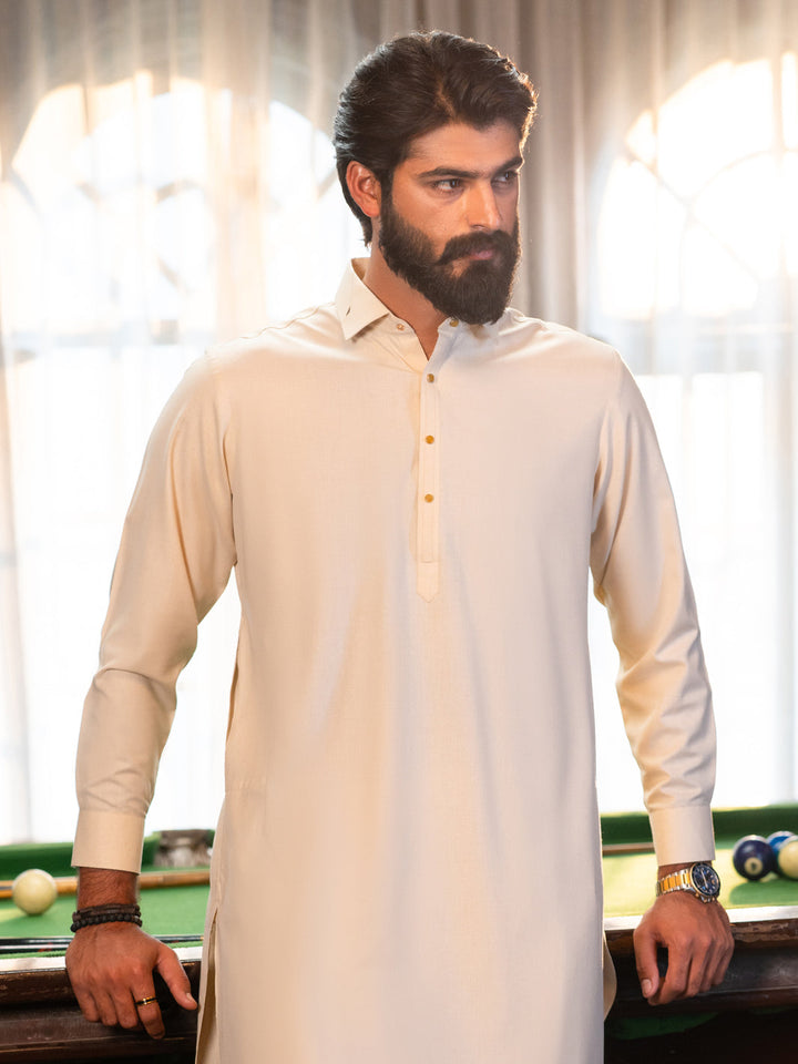 Blended Cream Shalwar Kameez - Almirah