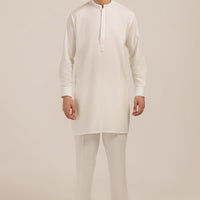 Blended White Kurta Shalwar - Bonanza