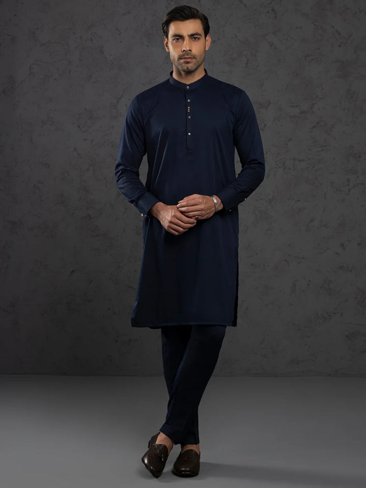 Blended Midnight Blue Kurta Trouser- Almirah