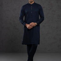 Blended Midnight Blue Kurta Trouser- Almirah
