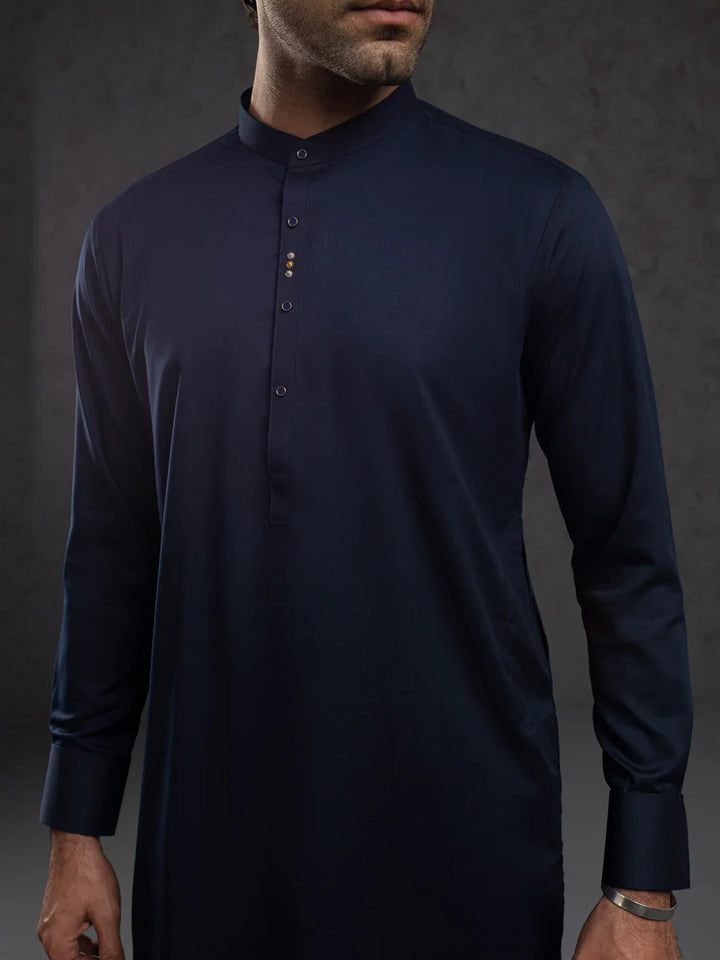 Blended Midnight Blue Kurta Trouser- Almirah