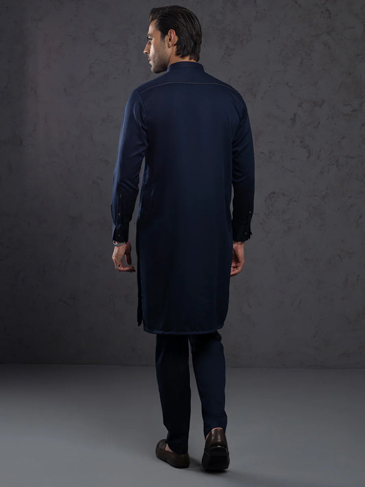 Blended Midnight Blue Kurta Trouser- Almirah