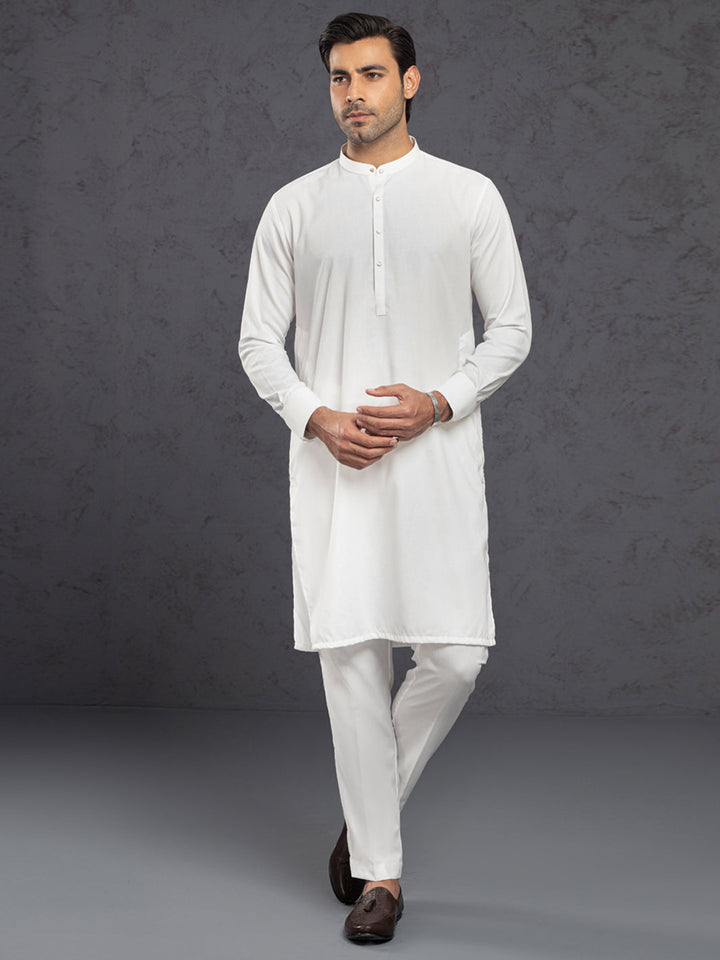 Blended White Kurta Trouser - J. Junaid Jamshed