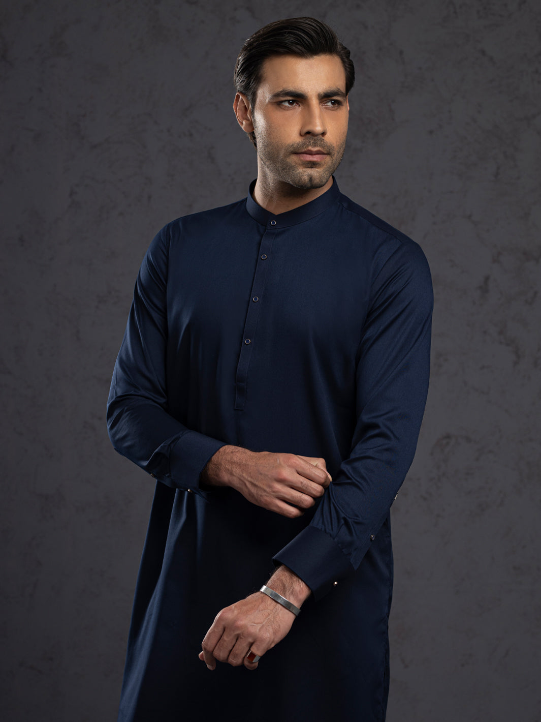 Blended Midnight Blue Kurta Trouser - J. Junaid Jamshed