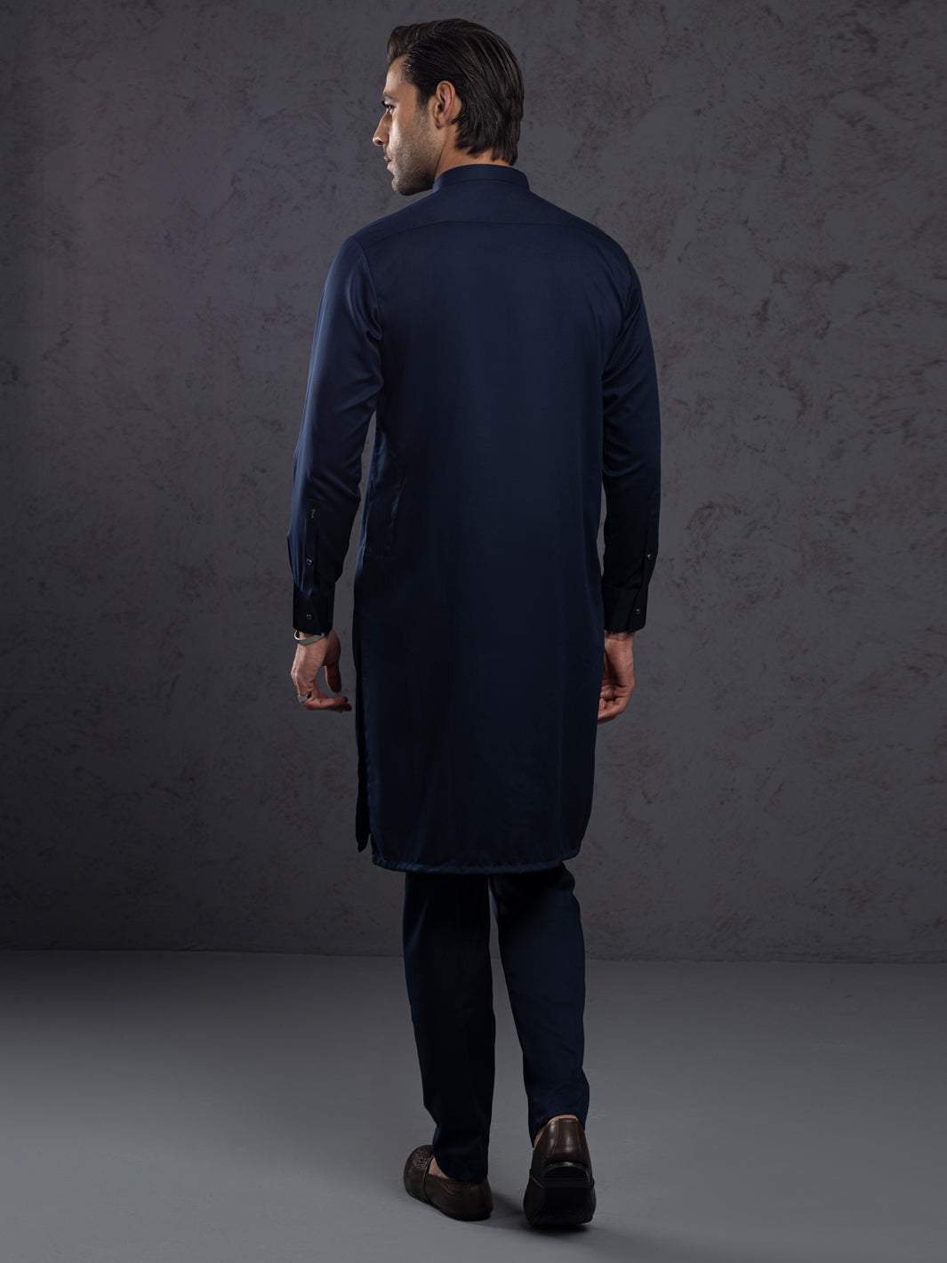 Blended Midnight Blue Kurta Trouser - J. Junaid Jamshed