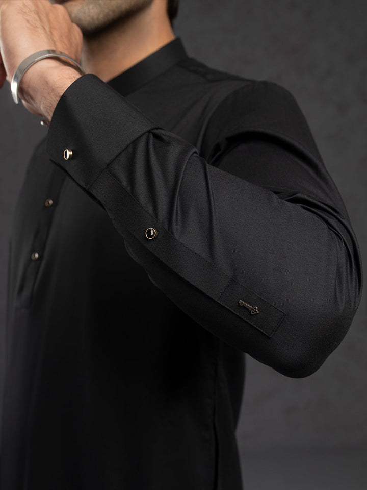 Blended Black Kurta Trouser - J. Junaid Jamshed