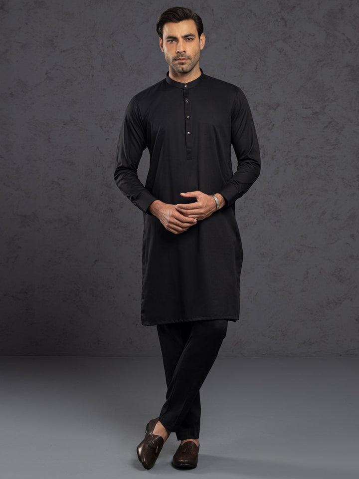 Blended Black Kurta Trouser - Almirah