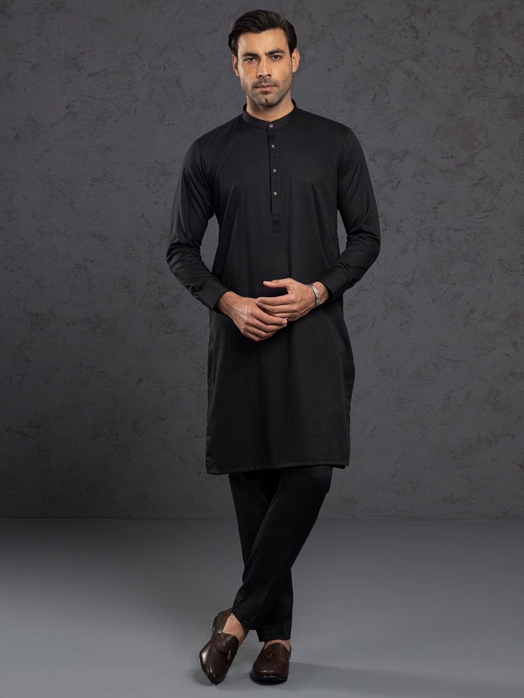 Blended Black Kurta Trouser - J. Junaid Jamshed