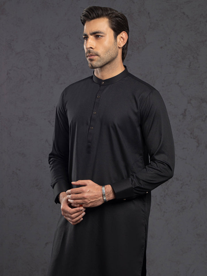 Blended Black Kurta Trouser - J. Junaid Jamshed