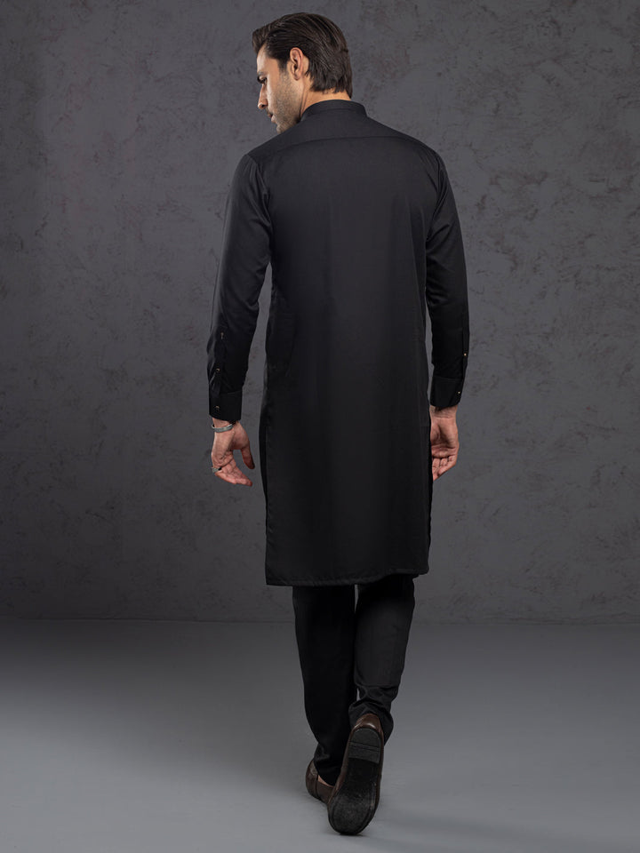 Blended Black Kurta Trouser - Almirah