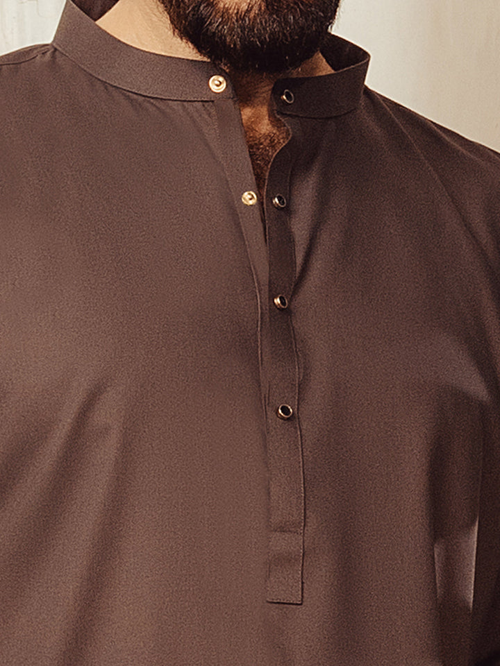 Blended Brown Kurta Trouser - J. Junaid Jamshed