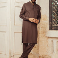 Blended Brown Kurta Trouser - J. Junaid Jamshed