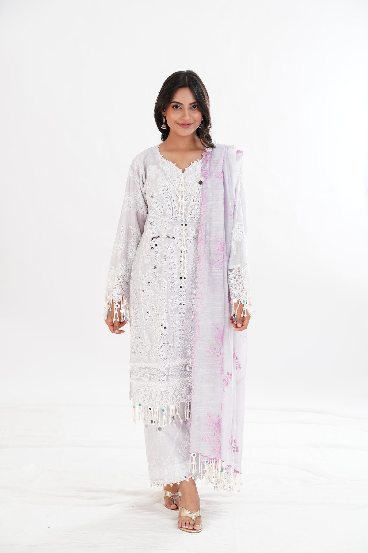 Light Purple Luxury Lawn Stitched Suit - Sana Safinaz
