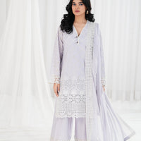 Lavender Aura - Cross Stitch Chikankari Stitched
