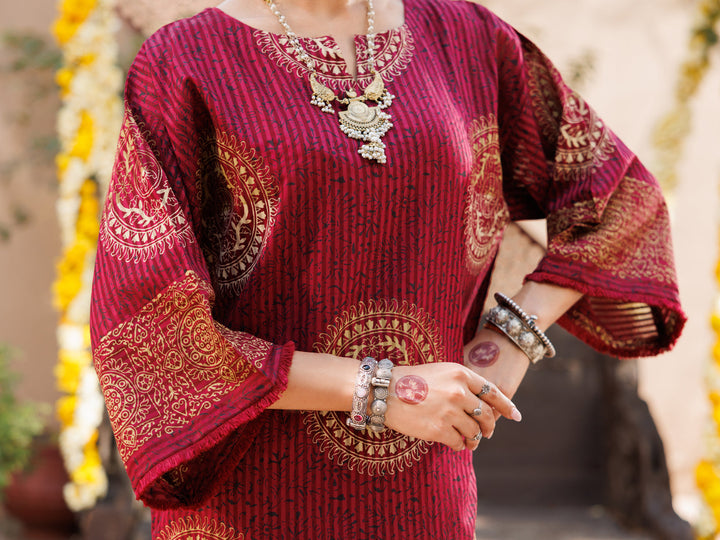 Dobby Maroon Kurti - Almirah