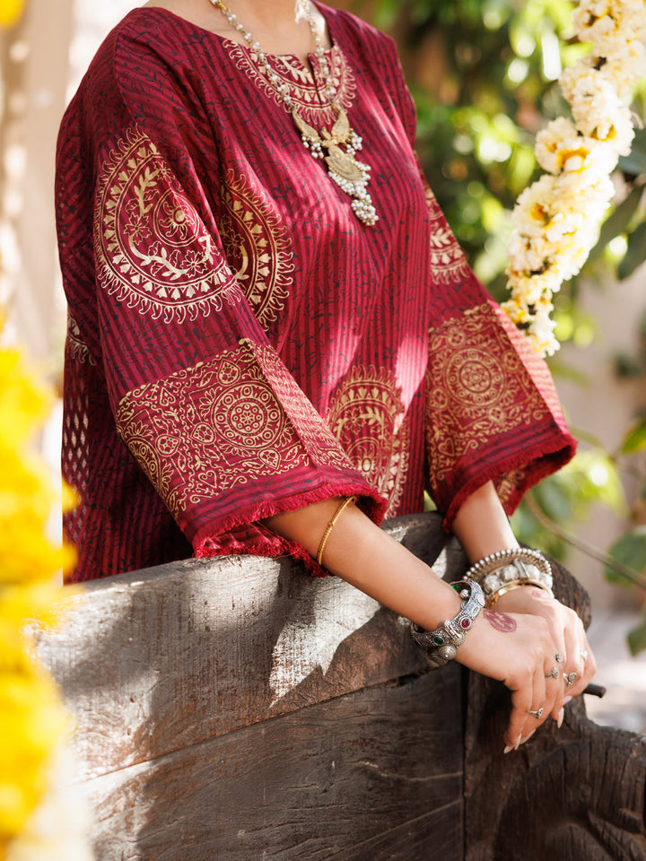 Dobby Maroon Kurti - Almirah