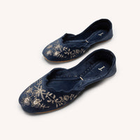 Suede Blue Khussa - J. Junaid Jamshed