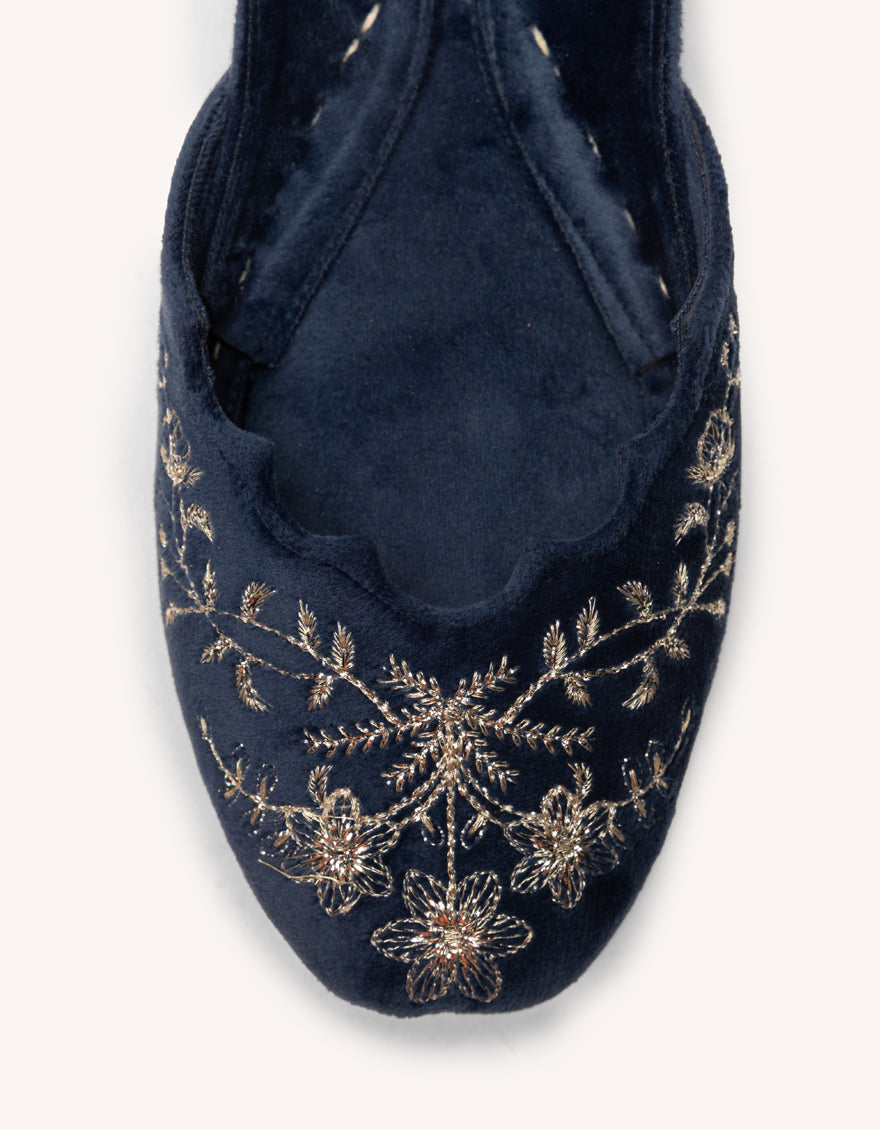 Suede Blue Khussa - J. Junaid Jamshed