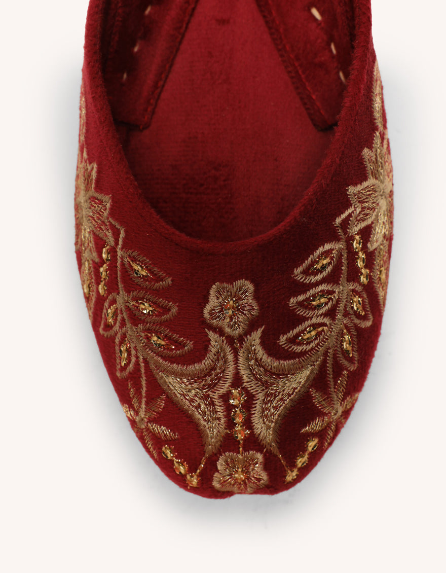 Suede Maroon Khussa - J. Junaid Jamshed