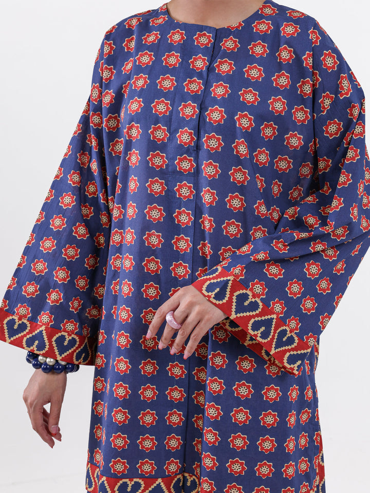 Lawn Navy Blue Unstitched Suit - Almirah