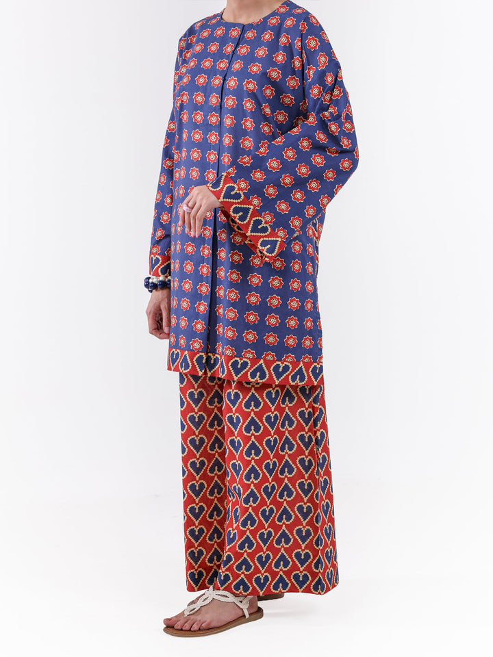 Lawn Navy Blue Unstitched Suit - Almirah