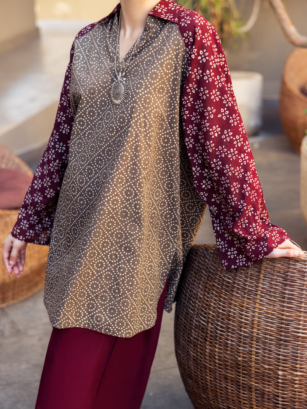 Cotton Maroon Stitched Suit - Almirah