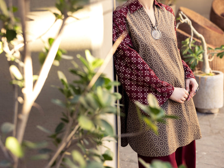 Cotton Maroon Stitched Suit - Almirah