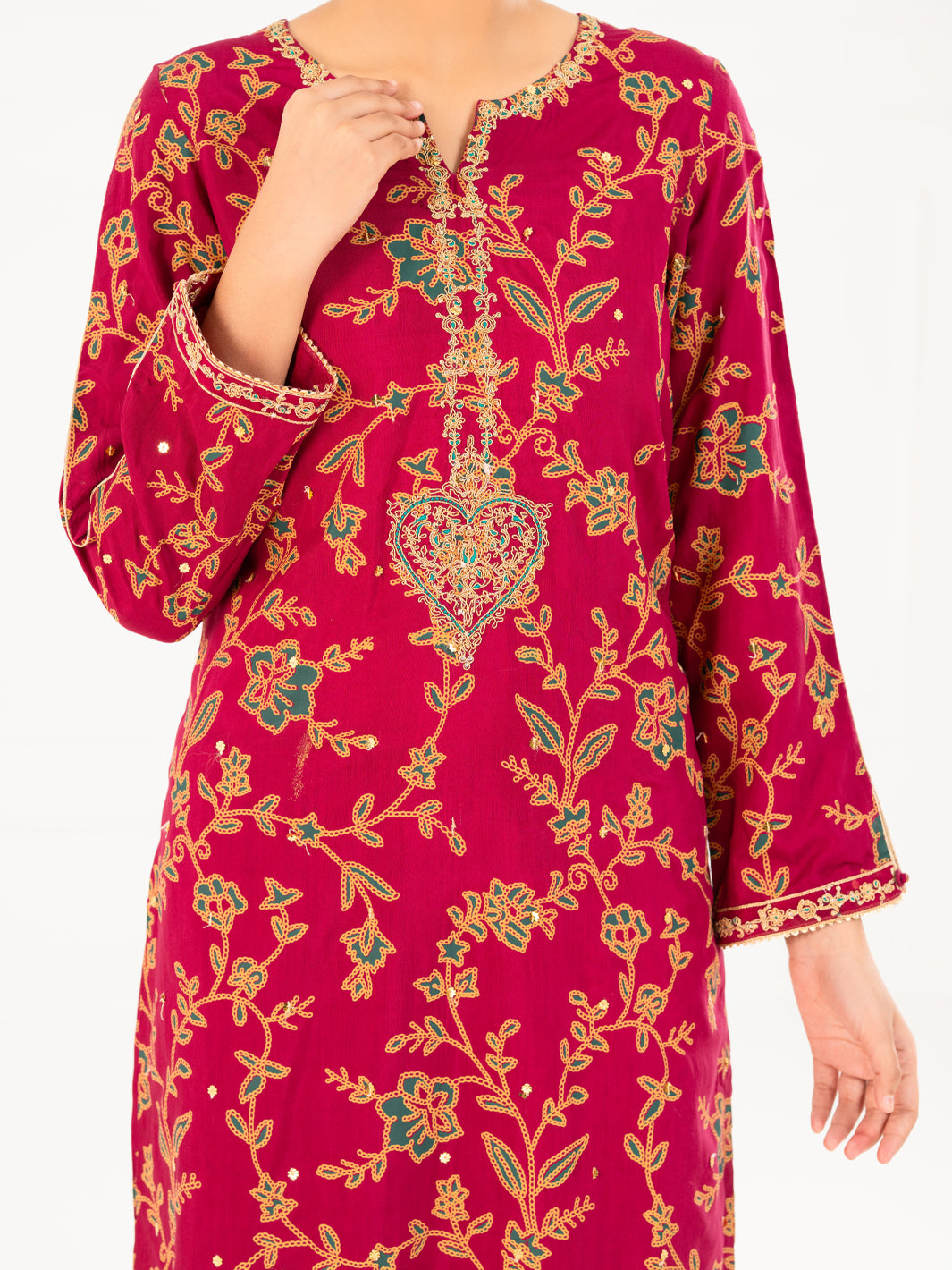 Viscose Fuchsia Stitched Suit - Almirah