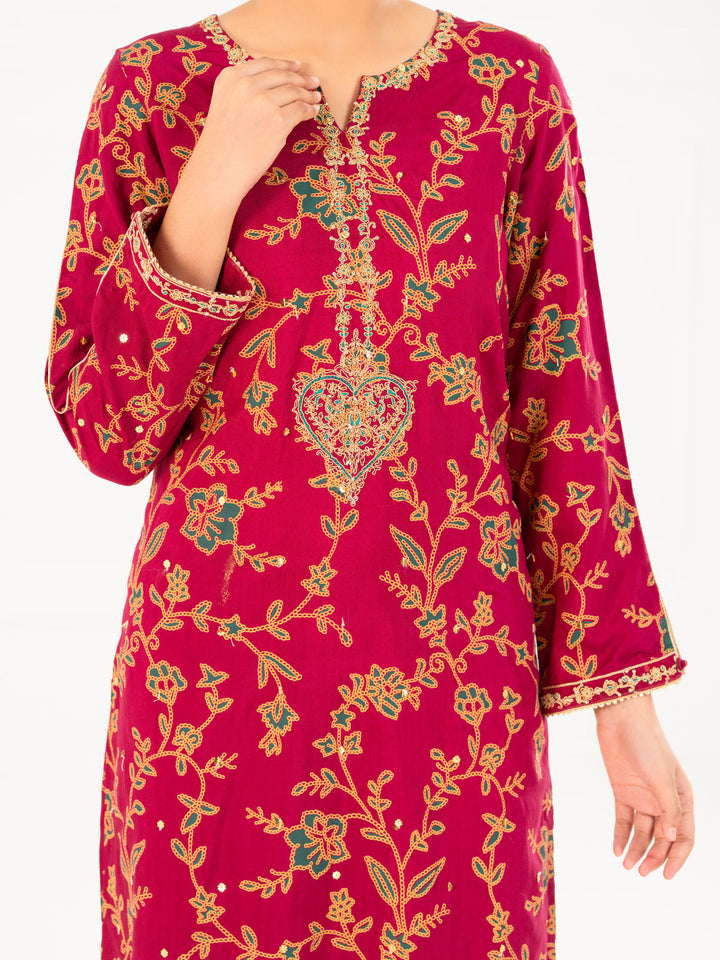 Viscose Fuchsia Stitched Suit - Almirah