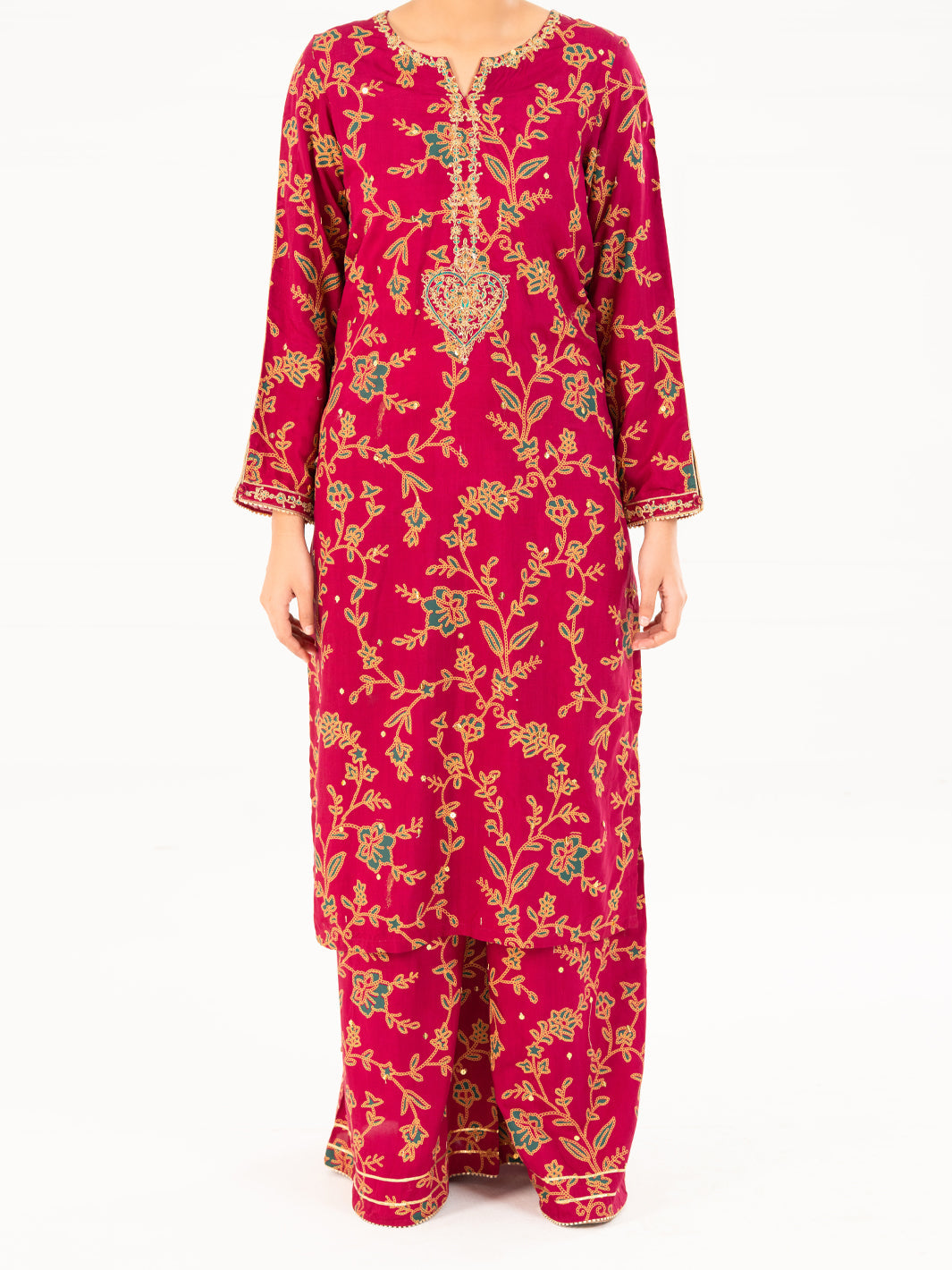 Viscose Fuchsia Stitched Suit - Almirah