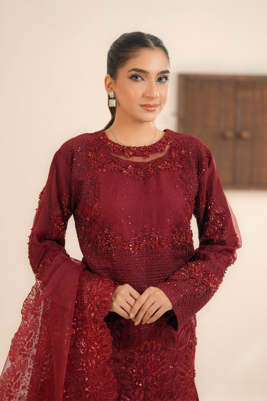 Lover - Afrozeh La Fuchsia Stitched